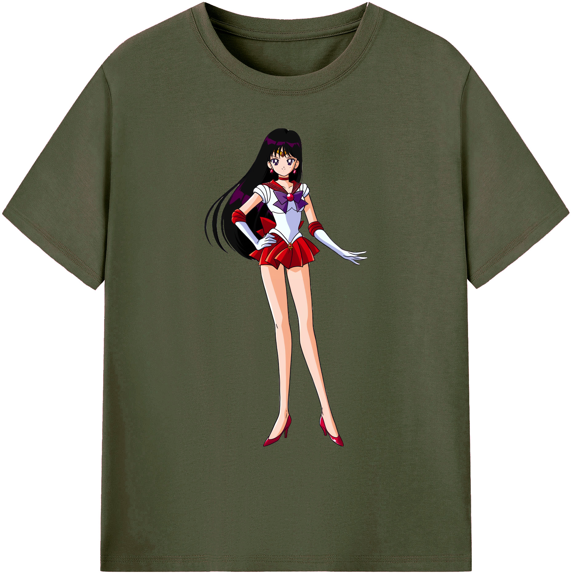 （画像用） 美少女戦士セーラームーン 火野レイ ひの レイ Sailor Moon Hino Rei （セーラーマーズ,Sailor Mars） 綿100％ メンズ半袖Tシャツ｜肌触りやわらか＆通気性